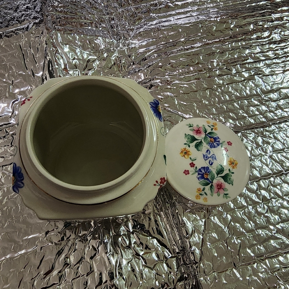 Floral Ceramic Jar with Lid
